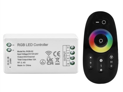 Контроллер RGB с чёрным пультом LV-RF 2.4G (12-24V, 12А, 144W-288W)