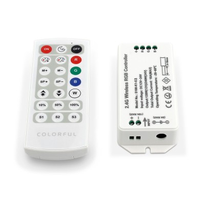 Контроллер RGB с пультом LV-S100-K1-G3 (12-24V, 16А, 192-384W, RF2.4G)
